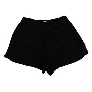 Farm Rio Lightweight Pockets Side Zip Shorts in Black Size S linen/cotton blend.